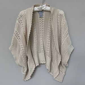 Cream Open-Front Knit Sweater